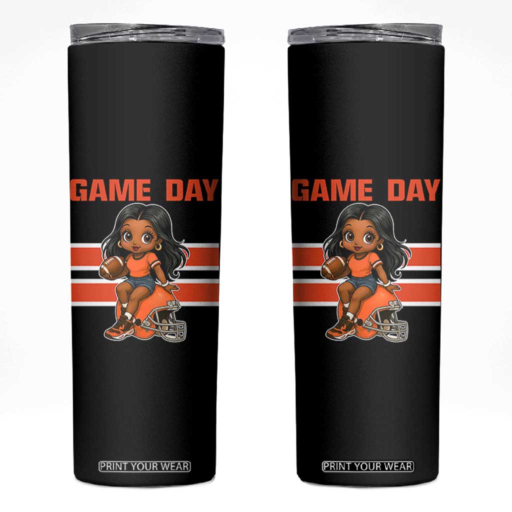 Funny Game Day Cute Girl Skinny Tumbler Midwest Football Player Gift TS12 Black Print Your Wear