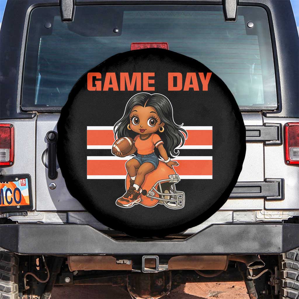 Funny Game Day Cute Girl Spare Tire Cover Midwest Football Player Gift TS12 No hole Black Print Your Wear