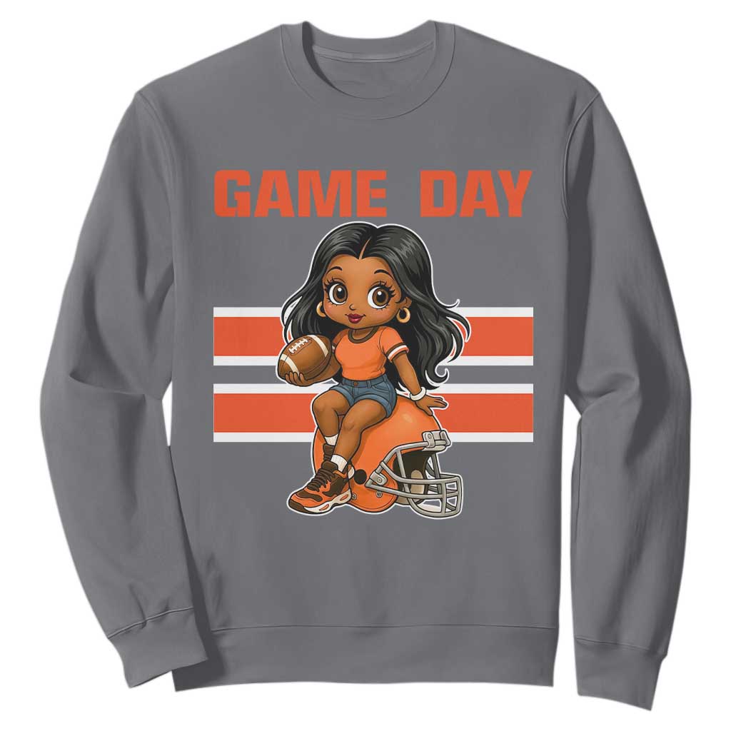 Funny Game Day Cute Girl Sweatshirt Midwest Football Player Gift TS12 Charcoal Print Your Wear