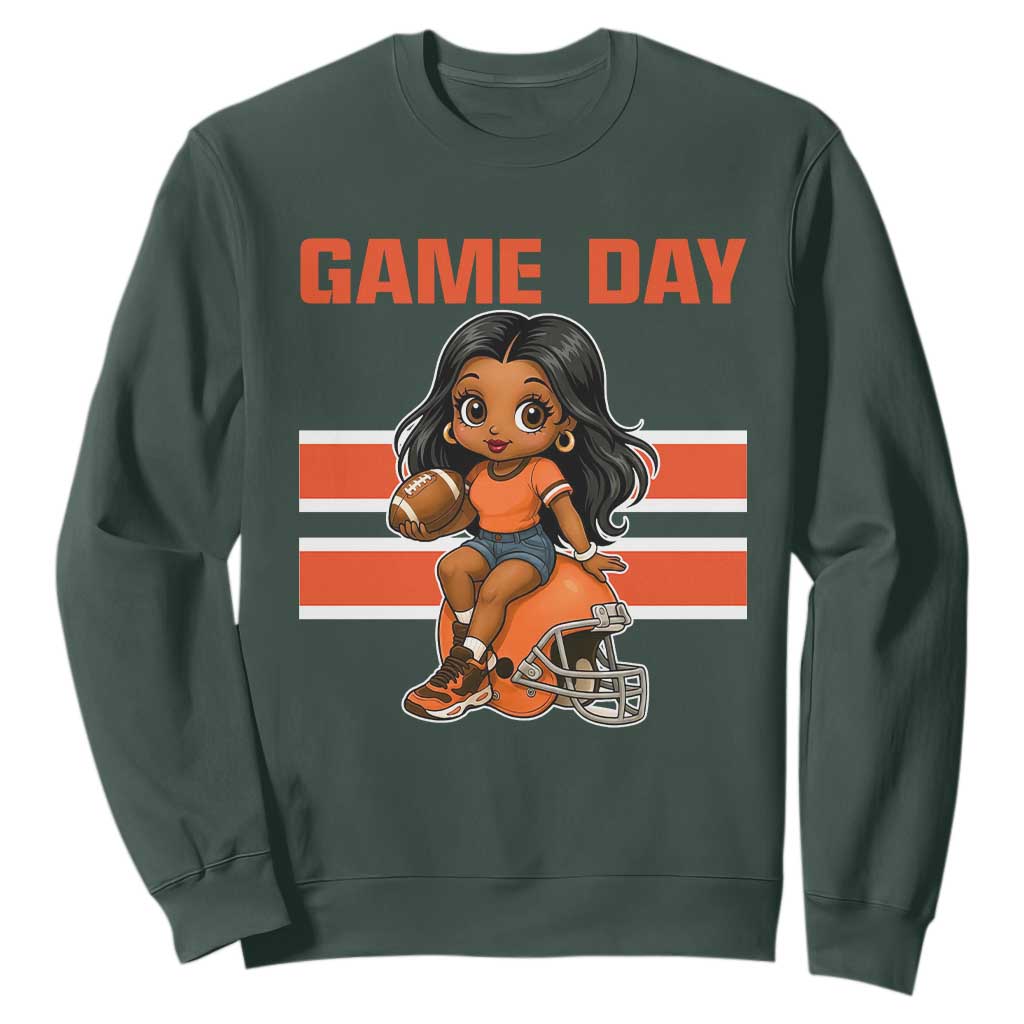 Funny Game Day Cute Girl Sweatshirt Midwest Football Player Gift TS12 Dark Forest Green Print Your Wear