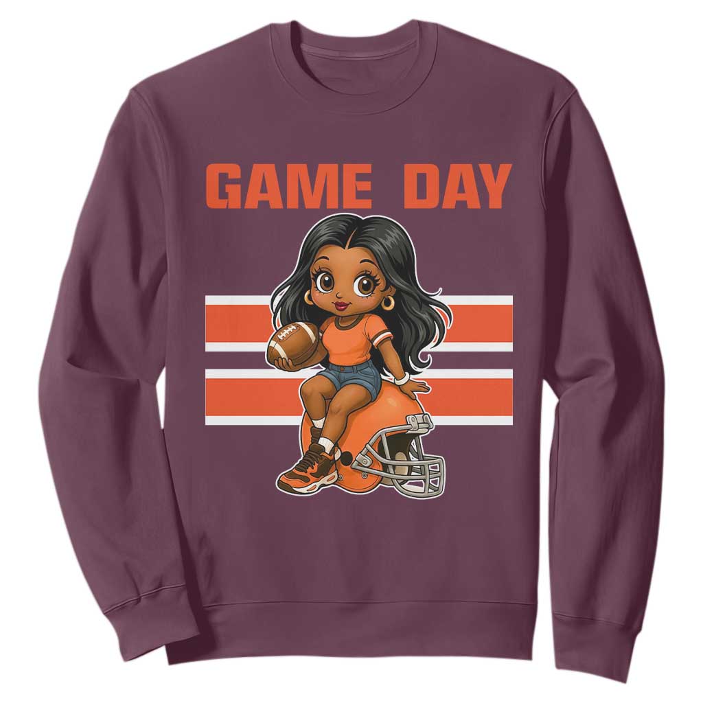 Funny Game Day Cute Girl Sweatshirt Midwest Football Player Gift TS12 Maroon Print Your Wear