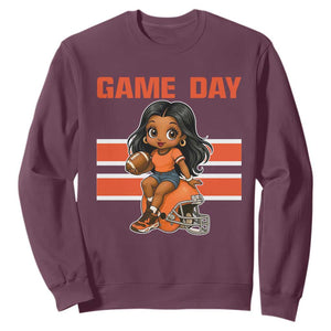 Funny Game Day Cute Girl Sweatshirt Midwest Football Player Gift TS12 Maroon Print Your Wear