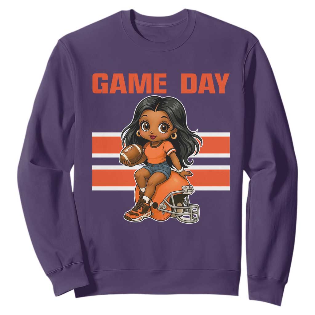 Funny Game Day Cute Girl Sweatshirt Midwest Football Player Gift TS12 Purple Print Your Wear