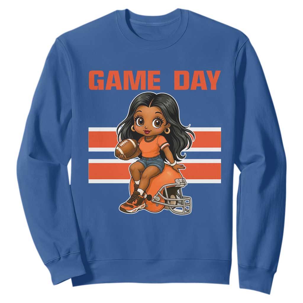 Funny Game Day Cute Girl Sweatshirt Midwest Football Player Gift TS12 Royal Blue Print Your Wear