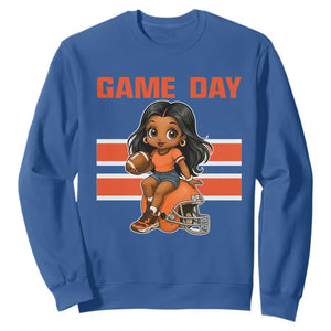 Funny Game Day Cute Girl Sweatshirt Midwest Football Player Gift TS12 Royal Blue Print Your Wear