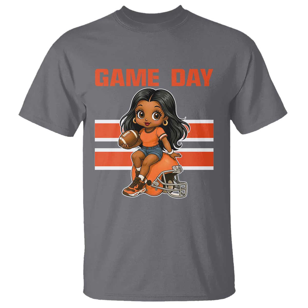 Funny Game Day Cute Girl T Shirt Midwest Football Player Gift TS12 Charcoal Print Your Wear