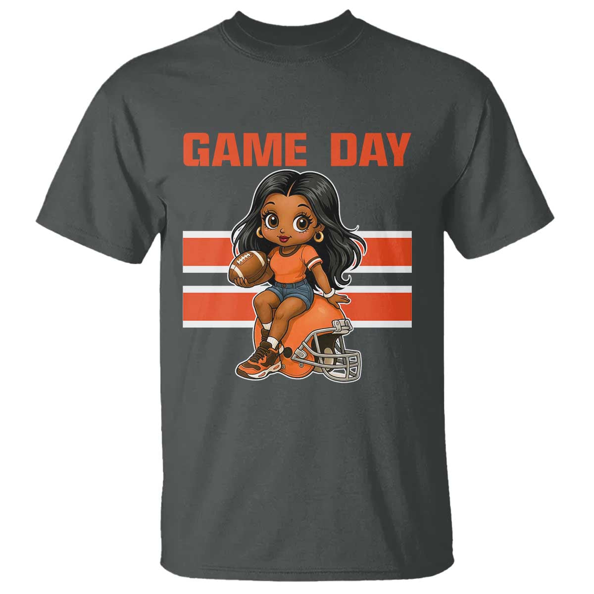 Funny Game Day Cute Girl T Shirt Midwest Football Player Gift TS12 Dark Heather Print Your Wear