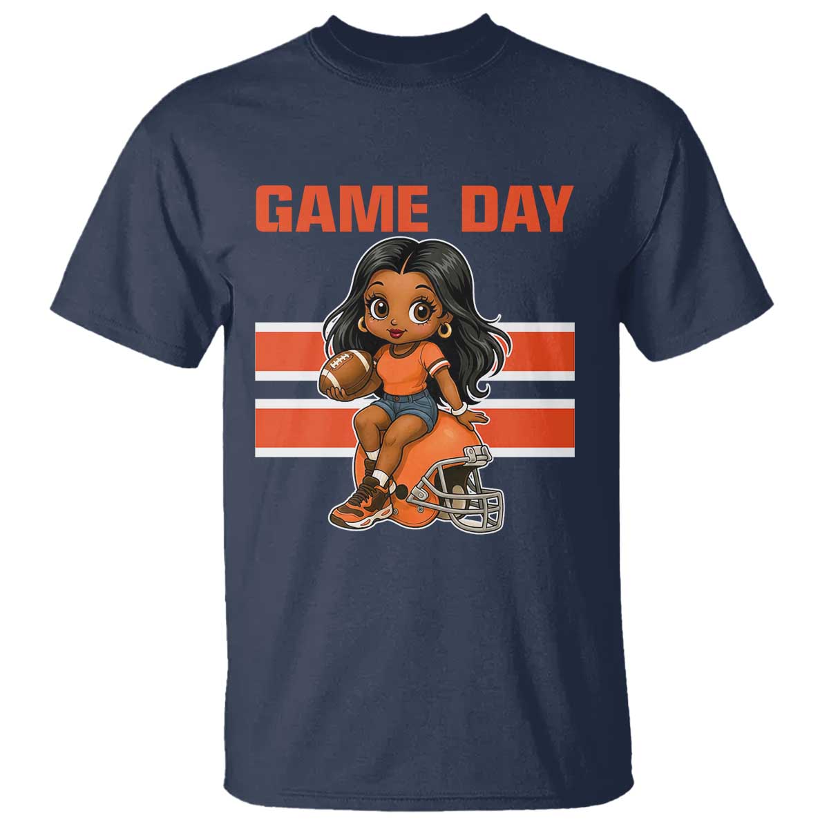 Funny Game Day Cute Girl T Shirt Midwest Football Player Gift TS12 Navy Print Your Wear