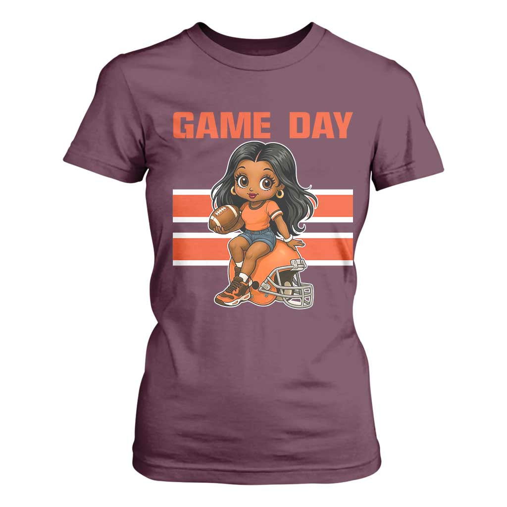 Funny Game Day Cute Girl T Shirt For Women Midwest Football Player Gift TS12 Maroon Print Your Wear