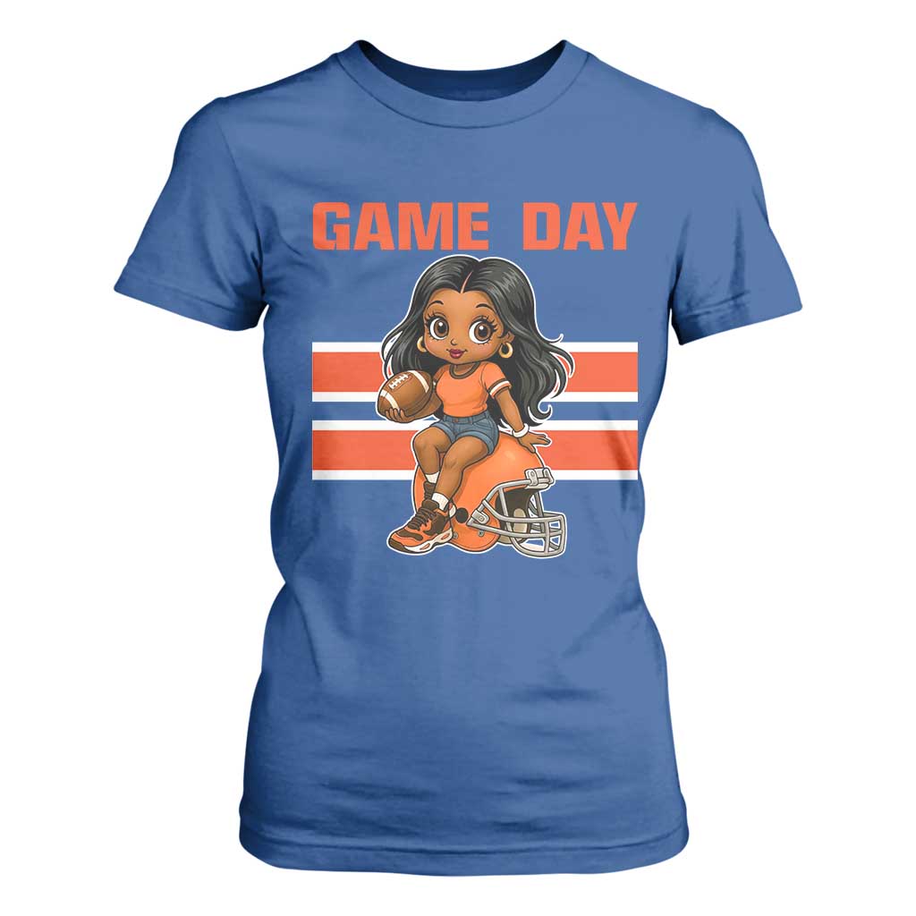 Funny Game Day Cute Girl T Shirt For Women Midwest Football Player Gift TS12 Royal Blue Print Your Wear