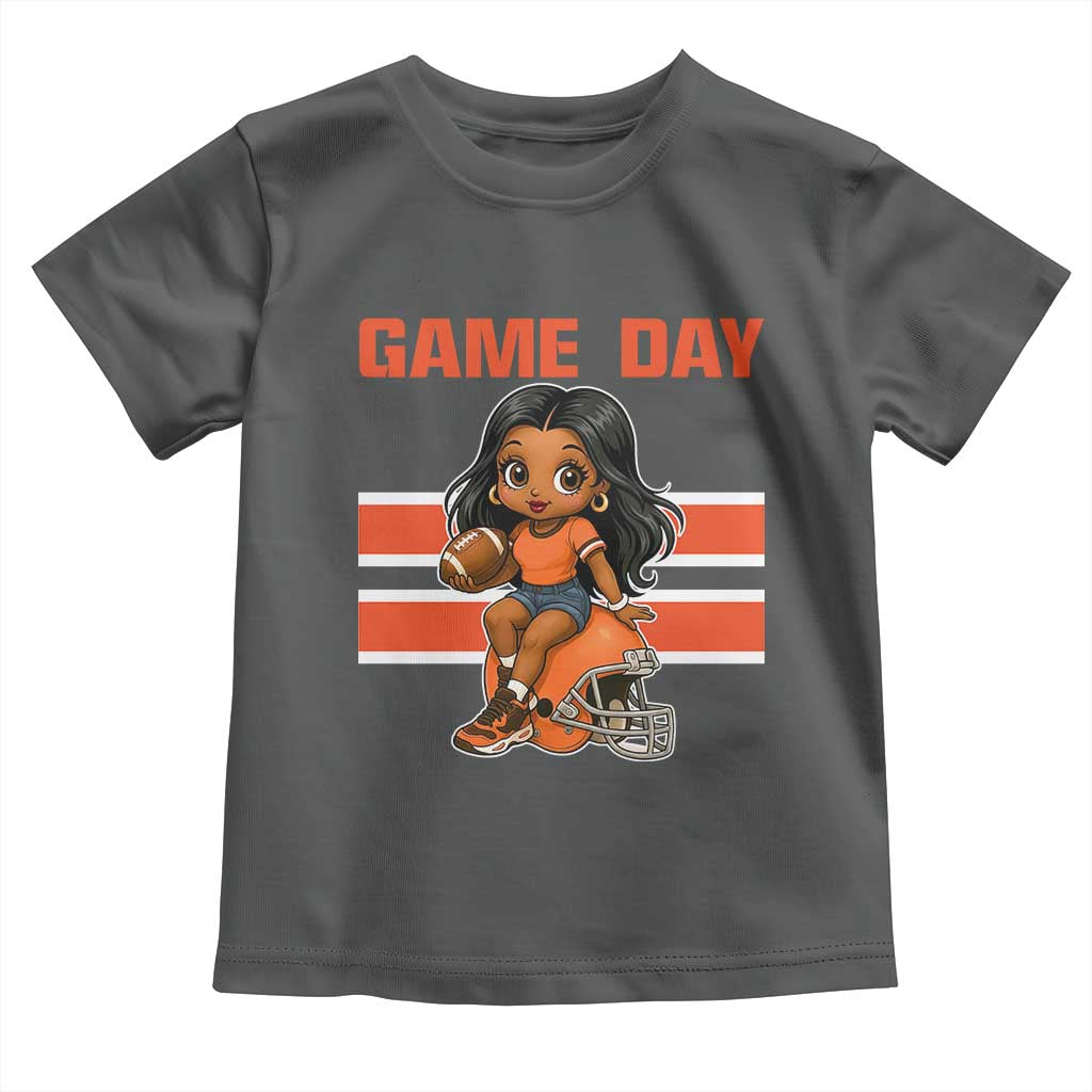 Funny Game Day Cute Girl Toddler T Shirt Midwest Football Player Gift TS12 Dark Heather Print Your Wear