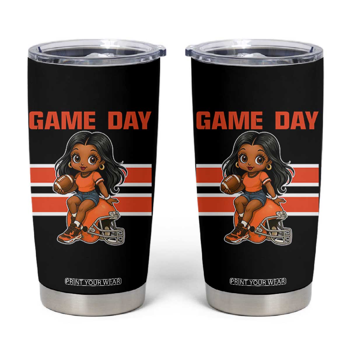 Funny Game Day Cute Girl Tumbler Cup Midwest Football Player Gift TS12 Black Print Your Wear