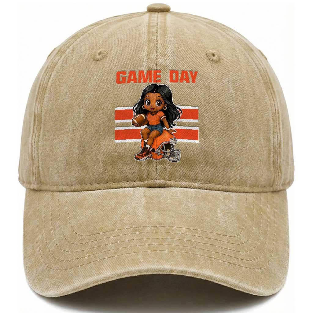 Funny Game Day Cute Girl Washed Cotton Baseball Cap Midwest Football Player Gift TS12 Print Your Wear