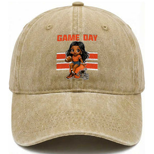 Funny Game Day Cute Girl Washed Cotton Baseball Cap Midwest Football Player Gift TS12 Print Your Wear