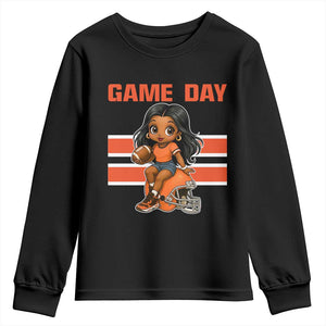 Funny Game Day Cute Girl Youth Sweatshirt Midwest Football Player Gift TS12 Black Print Your Wear