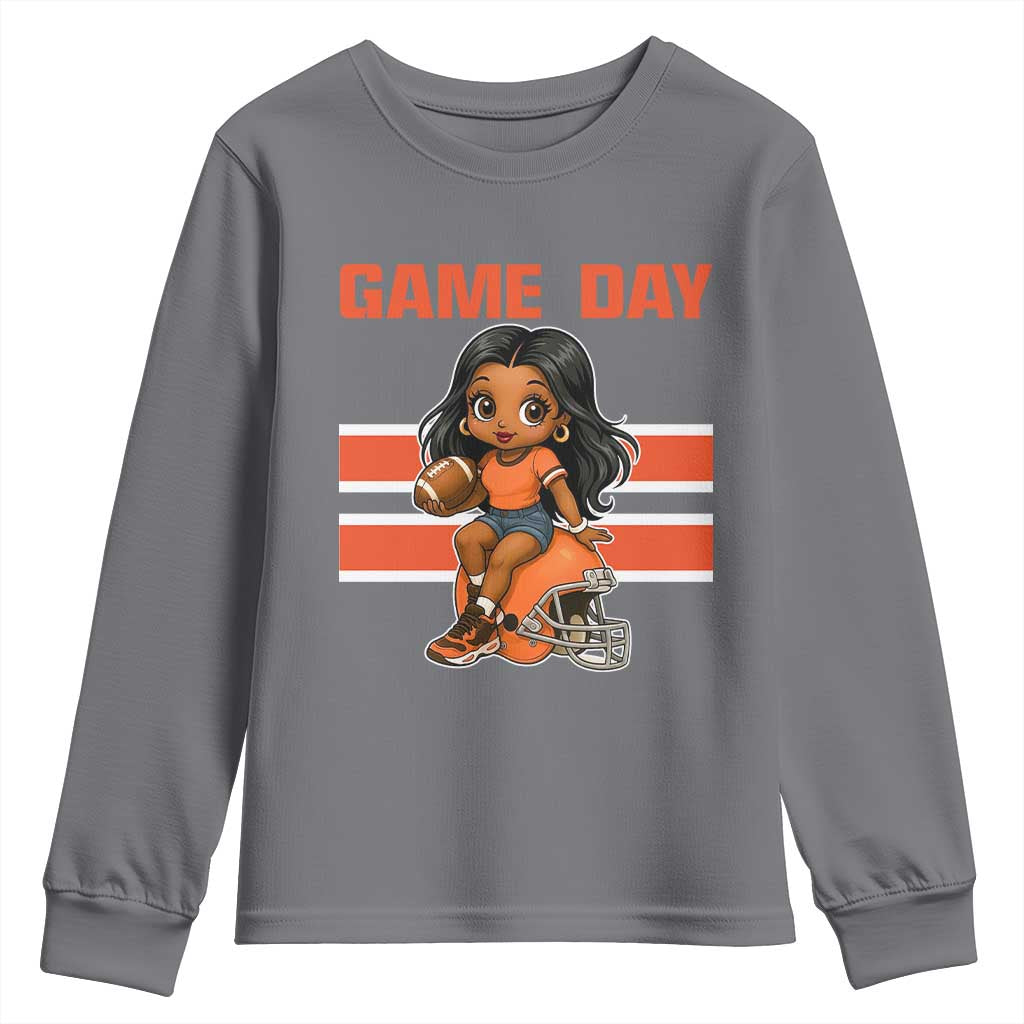 Funny Game Day Cute Girl Youth Sweatshirt Midwest Football Player Gift TS12 Charcoal Print Your Wear