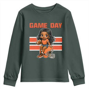 Funny Game Day Cute Girl Youth Sweatshirt Midwest Football Player Gift TS12 Dark Forest Green Print Your Wear