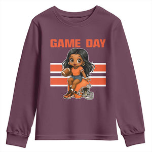 Funny Game Day Cute Girl Youth Sweatshirt Midwest Football Player Gift TS12 Maroon Print Your Wear