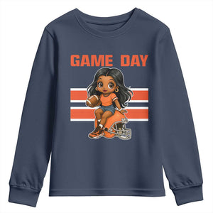 Funny Game Day Cute Girl Youth Sweatshirt Midwest Football Player Gift TS12 Navy Print Your Wear