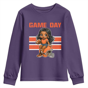 Funny Game Day Cute Girl Youth Sweatshirt Midwest Football Player Gift TS12 Purple Print Your Wear