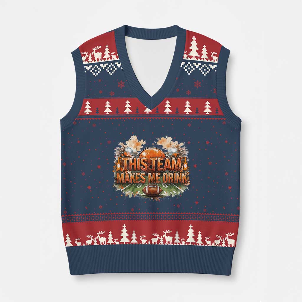 This Team Makes Me Drink V-Neck Knit Sweater Vest CFBB Fan Gift TS12 Navy Red Print Your Wear
