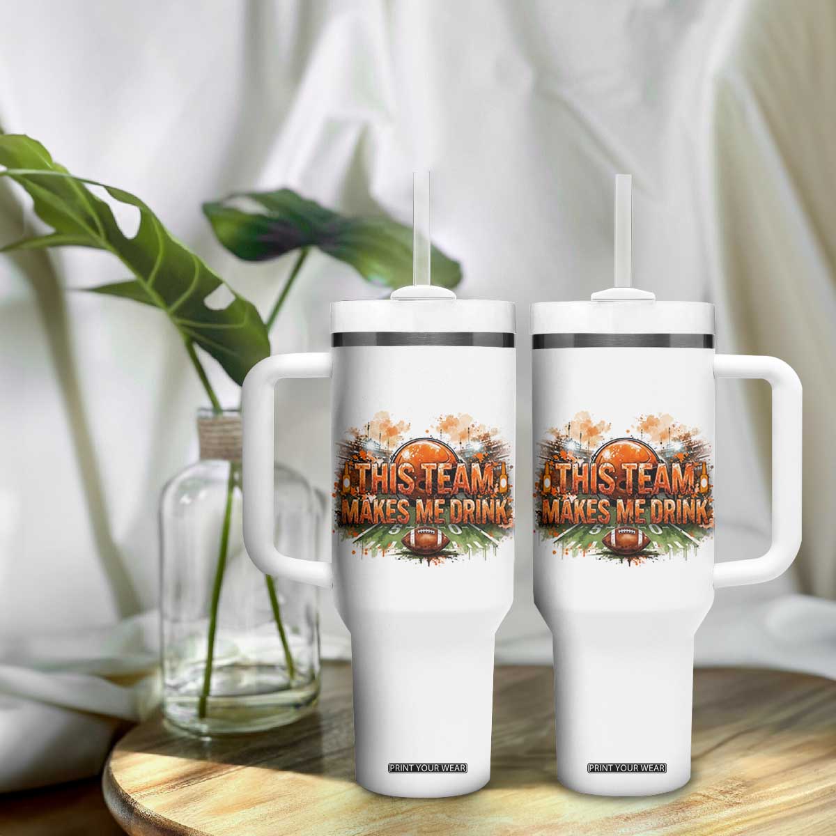 This Team Makes Me Drink Tumbler With Handle CFBB Fan Gift TS12 Print Your Wear