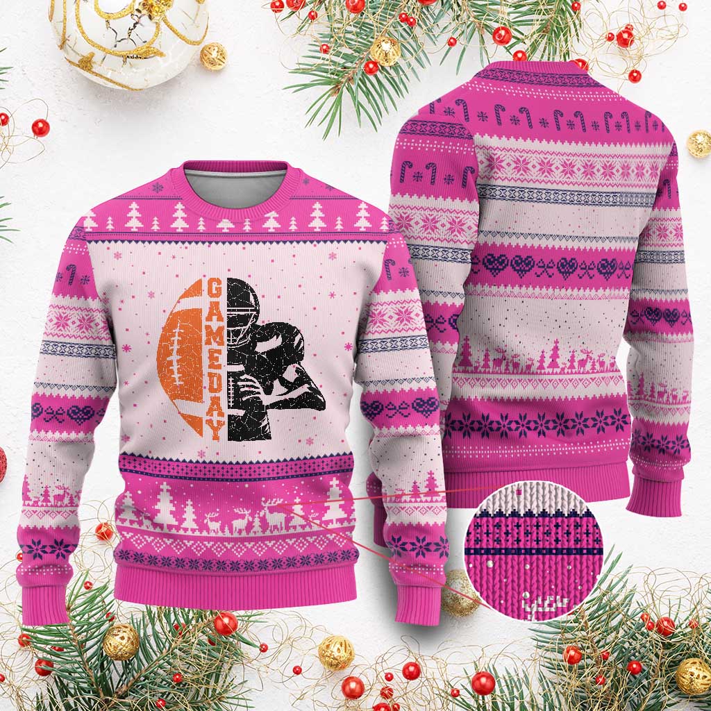Midwest Football Lover Ugly Christmas Sweater CFBB Fan Gift TS12 Hot Pink Print Your Wear