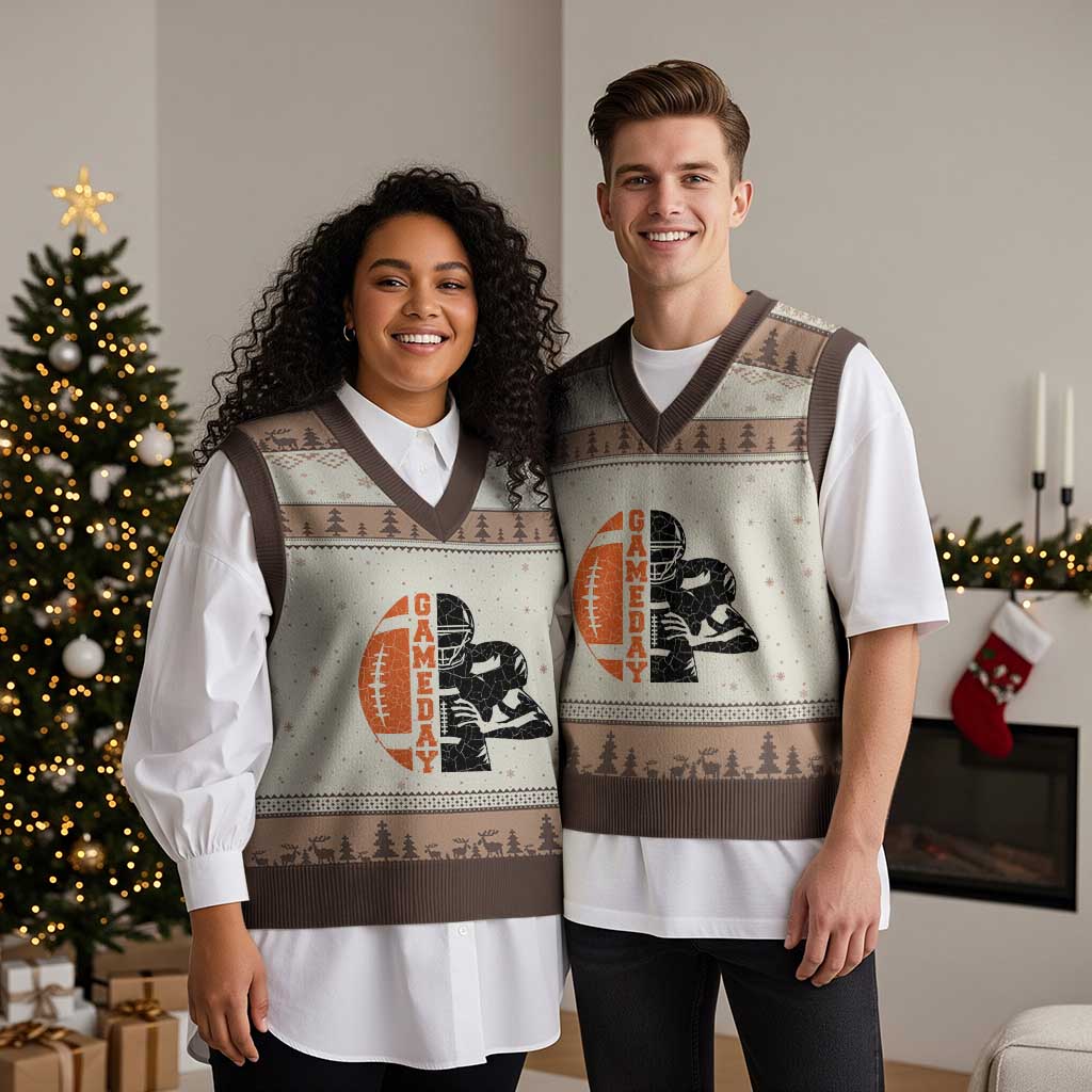 Midwest Football Lover V-Neck Knit Sweater Vest CFBB Fan Gift TS12 Mocha Mousse Print Your Wear