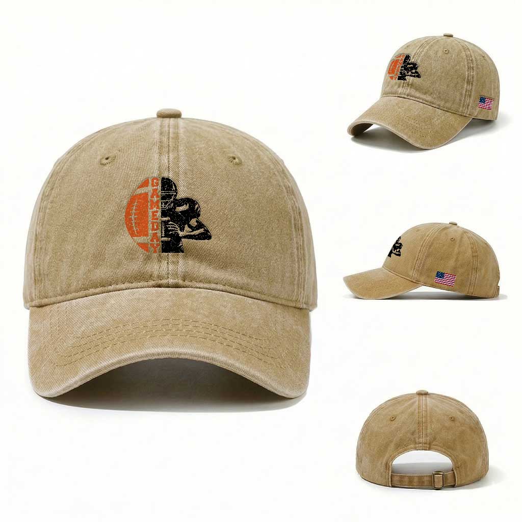 Midwest Football Lover Washed Cotton Baseball Cap CFBB Fan Gift TS12 Washed Cap Universal Fit Khaki Print Your Wear
