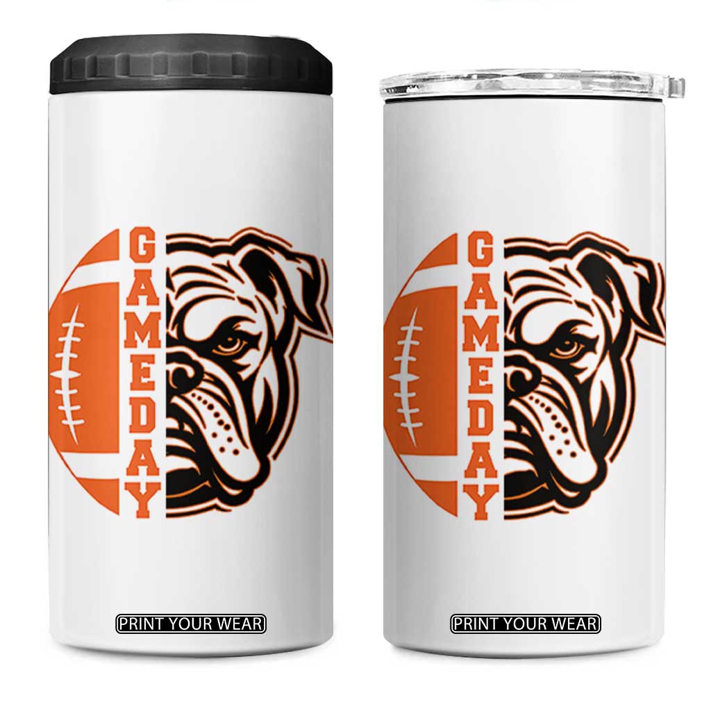 Bulldog Football Lover 4 in 1 Can Cooler Tumbler Game Day Fan Lifestyle TS12 One Size: 16 oz White Print Your Wear