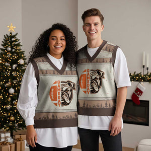 Bulldog Football Lover V-Neck Knit Sweater Vest Game Day Fan Lifestyle TS12 Mocha Mousse Print Your Wear
