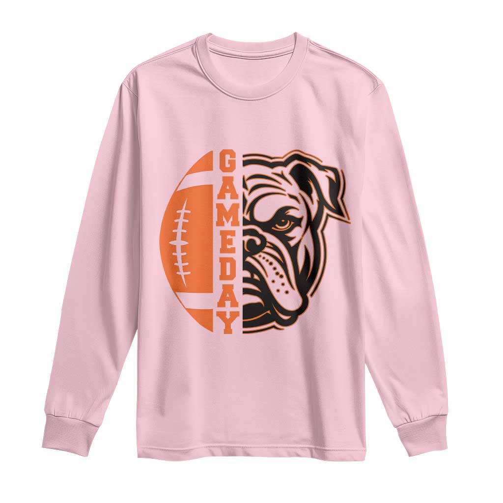 Bulldog Football Lover Long Sleeve Shirt Game Day Fan Lifestyle TS12 Light Pink Print Your Wear