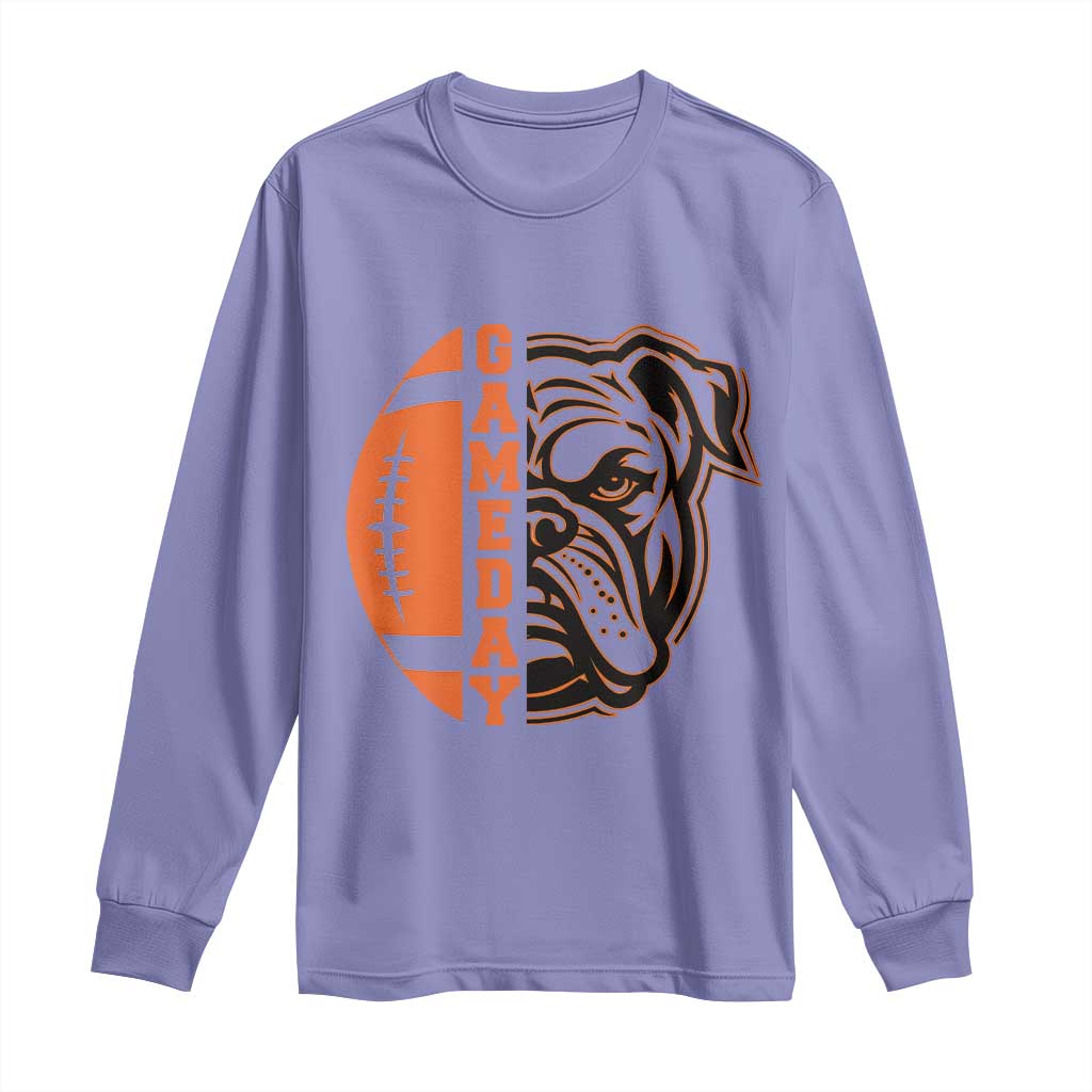 Bulldog Football Lover Long Sleeve Shirt Game Day Fan Lifestyle TS12 Violet Print Your Wear