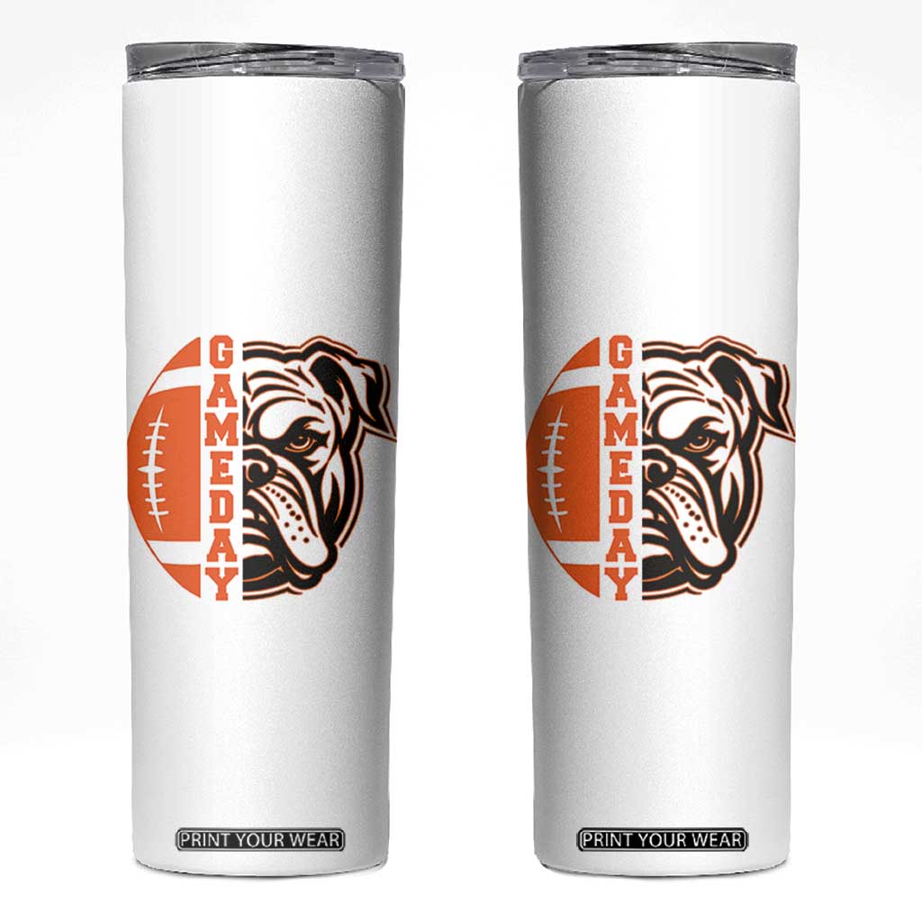 Bulldog Football Lover Skinny Tumbler Game Day Fan Lifestyle TS12 White Print Your Wear