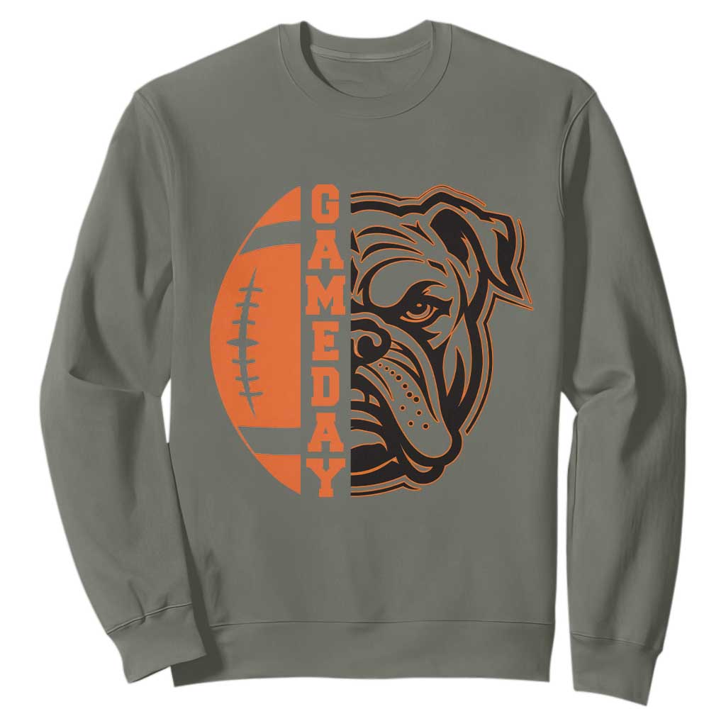 Bulldog Football Lover Sweatshirt Game Day Fan Lifestyle TS12 Military Green Print Your Wear