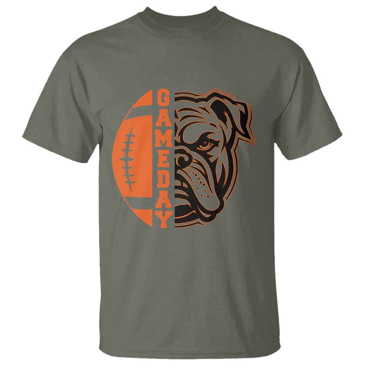 Bulldog Football Lover T Shirt Game Day Fan Lifestyle TS12 Military Green Print Your Wear