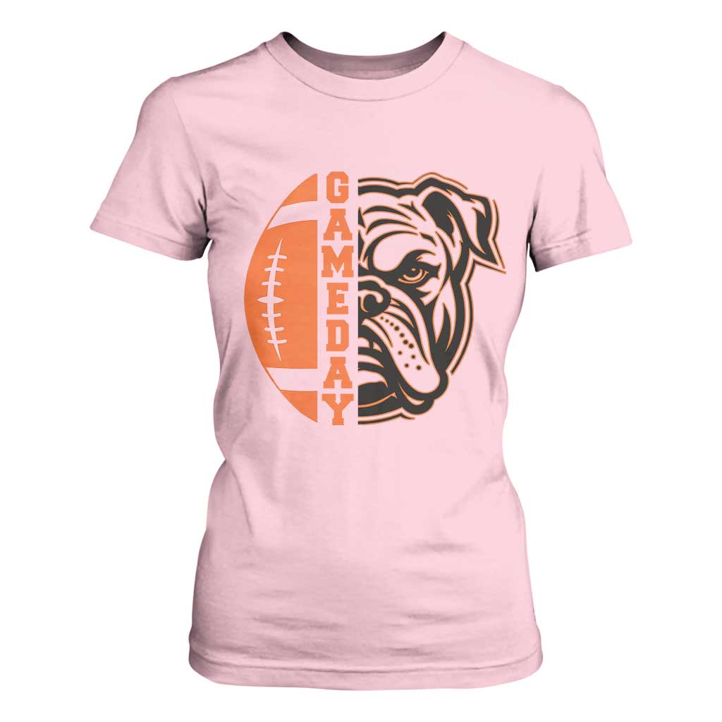 Bulldog Football Lover T Shirt For Women Game Day Fan Lifestyle TS12 Light Pink Print Your Wear