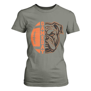 Bulldog Football Lover T Shirt For Women Game Day Fan Lifestyle TS12 Military Green Print Your Wear