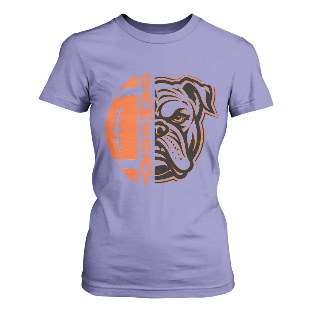 Bulldog Football Lover T Shirt For Women Game Day Fan Lifestyle TS12 Violet Print Your Wear