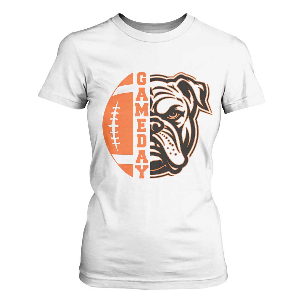 Bulldog Football Lover T Shirt For Women Game Day Fan Lifestyle TS12 White Print Your Wear