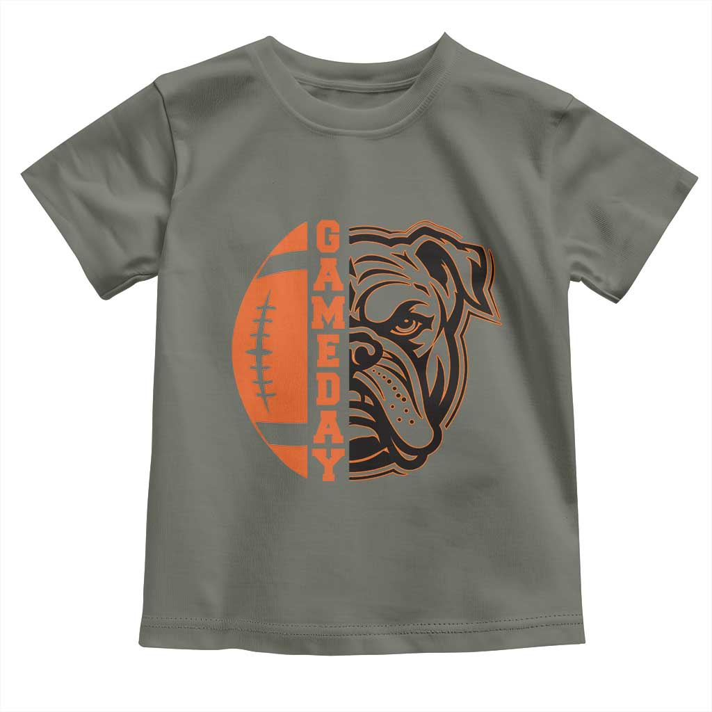 Bulldog Football Lover Toddler T Shirt Game Day Fan Lifestyle TS12 Military Green Print Your Wear