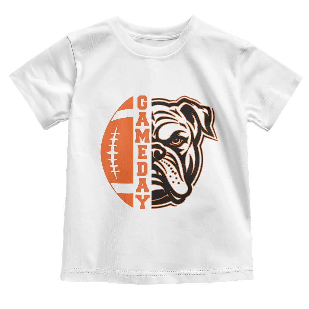 Bulldog Football Lover Toddler T Shirt Game Day Fan Lifestyle TS12 White Print Your Wear