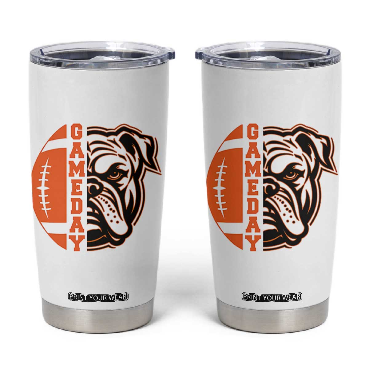 Bulldog Football Lover Tumbler Cup Game Day Fan Lifestyle TS12 White Print Your Wear