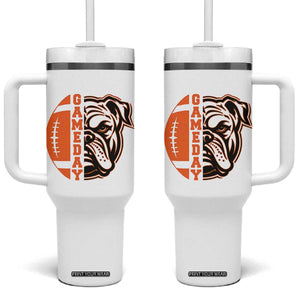 Bulldog Football Lover Tumbler With Handle Game Day Fan Lifestyle TS12 One Size: 40 oz White Print Your Wear