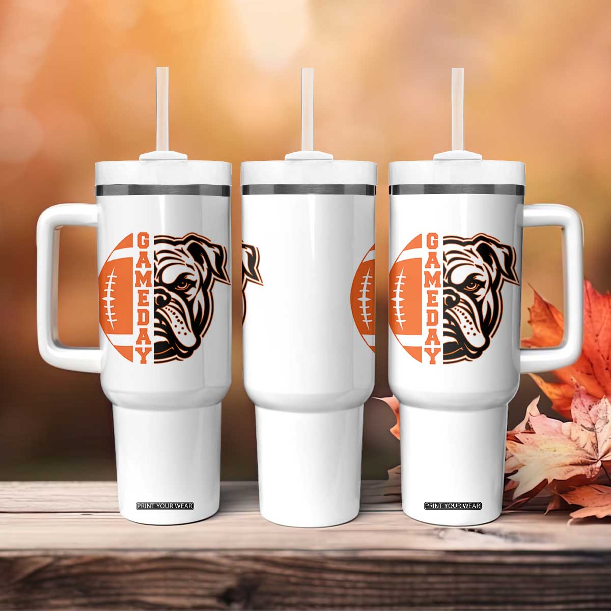 Bulldog Football Lover Tumbler With Handle Game Day Fan Lifestyle TS12 Print Your Wear