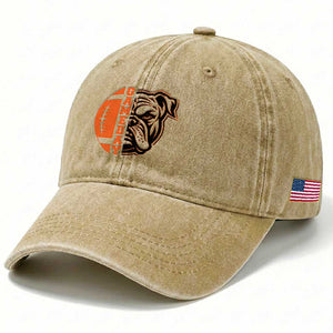 Bulldog Football Lover Washed Cotton Baseball Cap Game Day Fan Lifestyle TS12 Print Your Wear