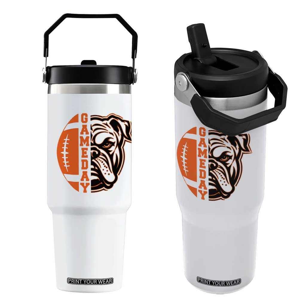 Bulldog Football Lover Flip Straw Tumbler Game Day Fan Lifestyle TS12 One Size: 30 oz White Print Your Wear