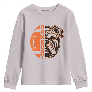 Bulldog Football Lover Youth Sweatshirt Game Day Fan Lifestyle TS12 Ice Gray Print Your Wear
