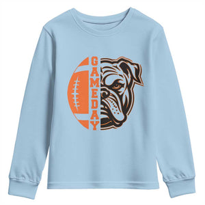 Bulldog Football Lover Youth Sweatshirt Game Day Fan Lifestyle TS12 Light Blue Print Your Wear