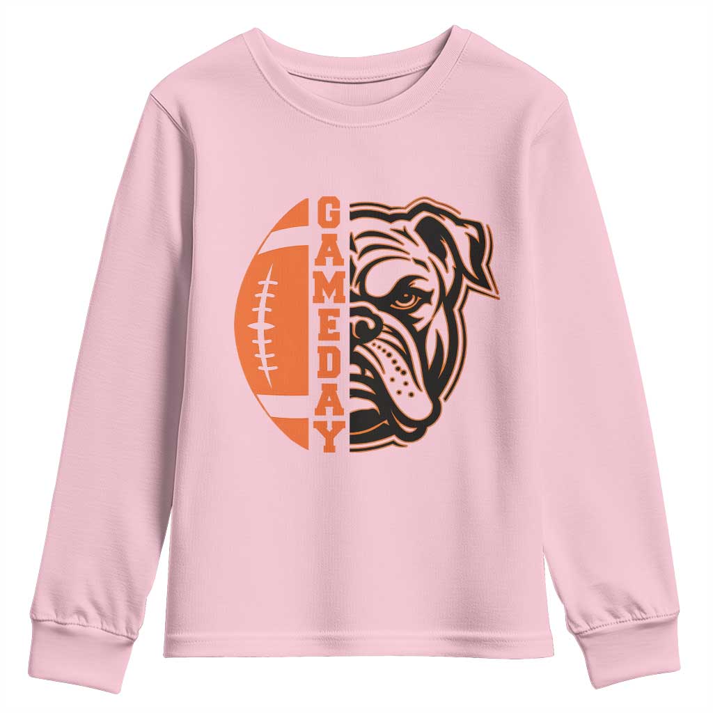Bulldog Football Lover Youth Sweatshirt Game Day Fan Lifestyle TS12 Light Pink Print Your Wear